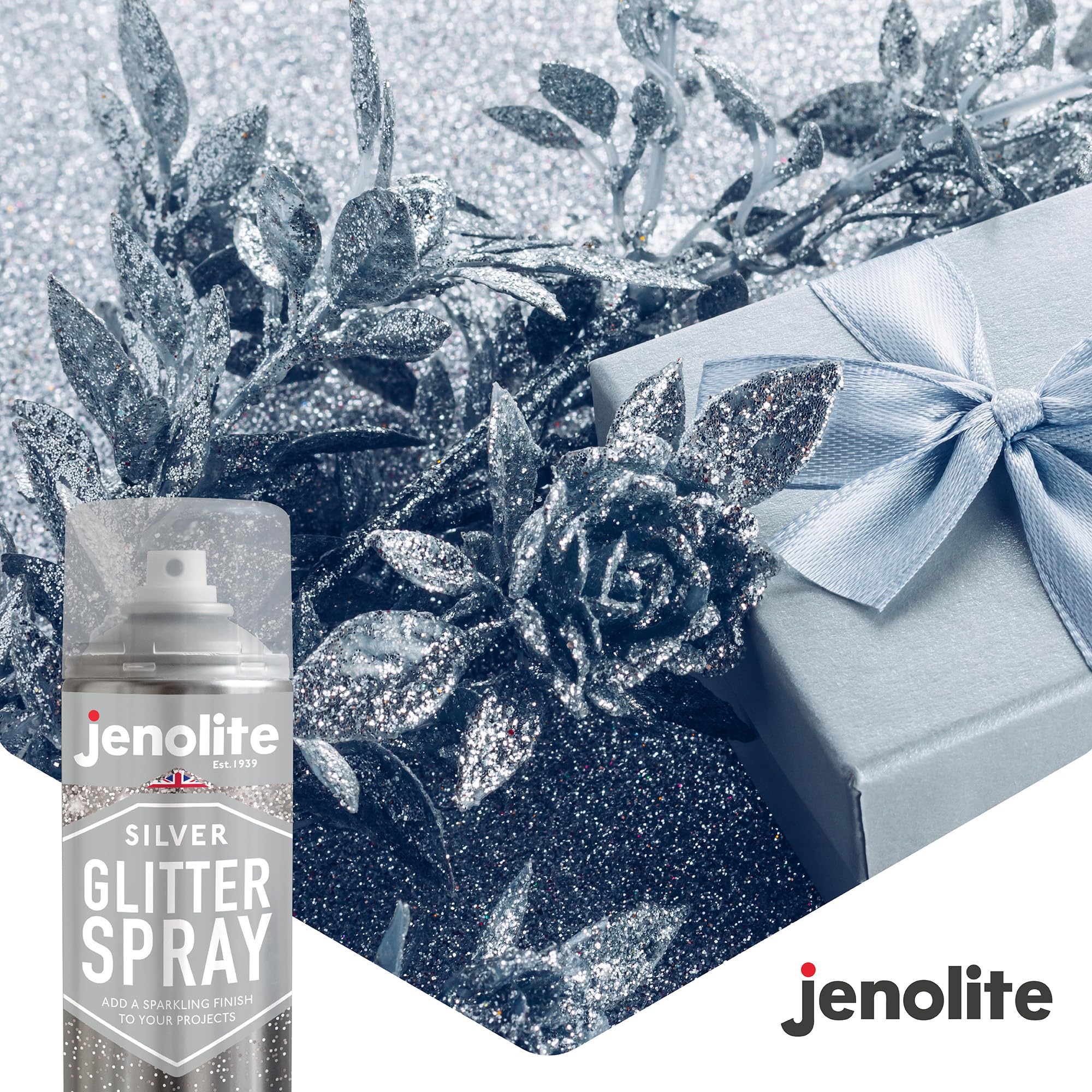JENOLITE Sigillante trasparente spray glitterato, confezione doppia | ORO E ARGENTO | Lacca trasparente con glitter fine | Adatto per la maggior parte delle superfici | 2 x 400 ml
