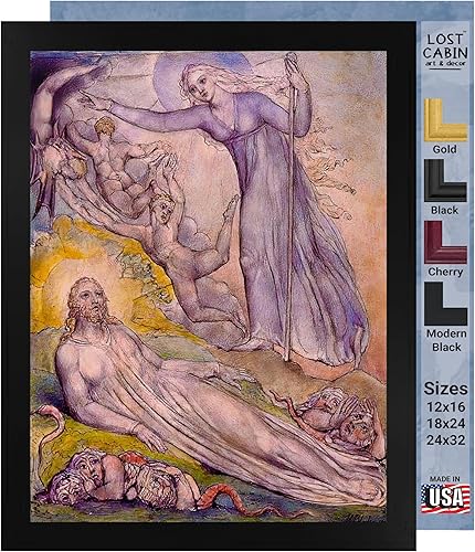 Miniatura 53 de Guillermo Blake Lost Cabin Nabucodonosor | Impresión en marco plano negro | Reproducción de pinturas de obras de arte finas | Póster decorativo