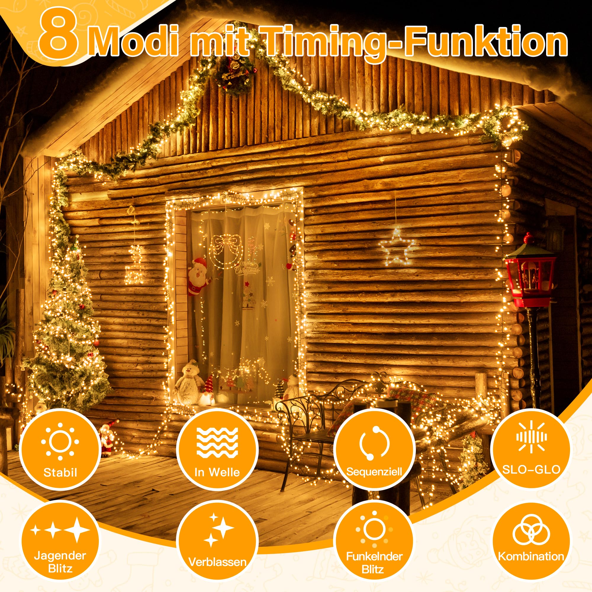 Cluster Lichterkette Weihnachtsbaum Außen 30 m 1500 LEDs, 8 Modi & Timer, Lichterkette mit Stecker & Fernbedienung IP44 wasserdicht für Weihnachtbaum Weihnachten Party Hochzeit (warmweiß)