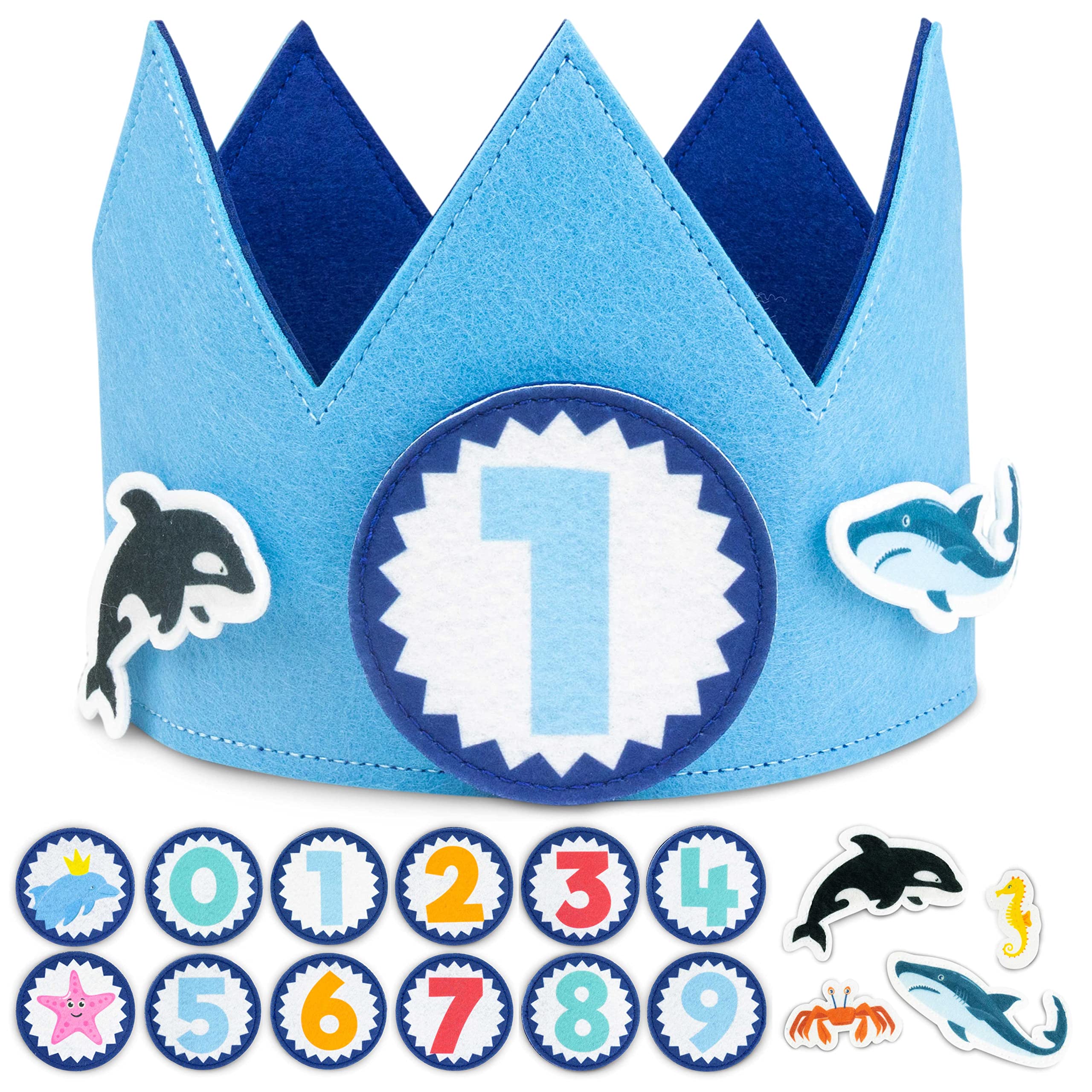 Amazon.com: BONNYCO Ocean Birthday Crown with Numbers from 0 to 9