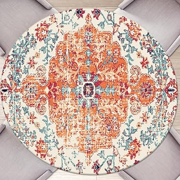 Round Fitted Tablecloth with Elastic Round Outdoor Tablecloths Round Elastic Tablecloth for Tables Waterproof Wipeable Boho Table Cover for Picnic,Camping,Dinner 40-44
