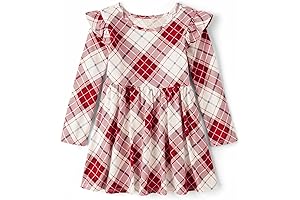 Red Plaid Christmas Dress for Toddler Girls, Size 4T