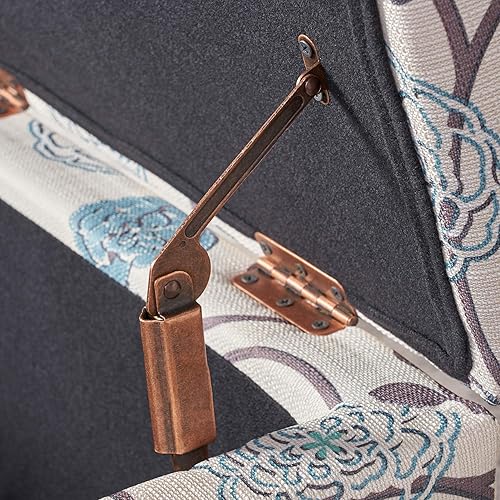 Miniatura 5 de Christopher Knight Home Breanna - Otomana de almacenamiento de tela floral blanco y azul