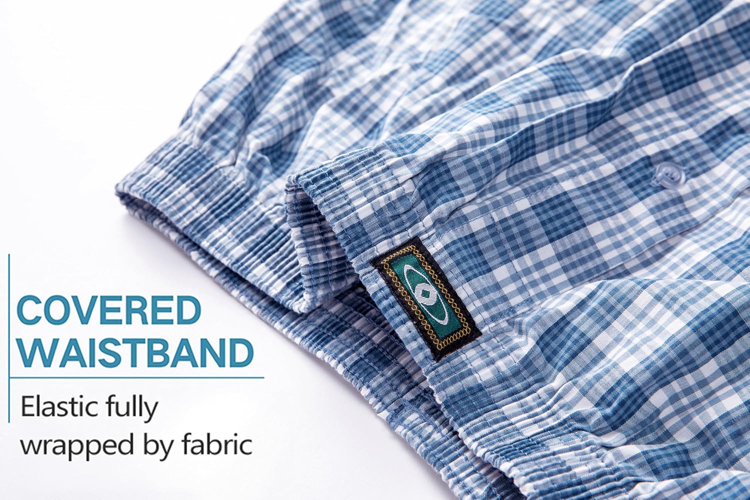 HAOSHIHE Mens Woven Boxer Shorts 100% Cotton with Covered Waistband Comfortable Loose Fit, Classic Full Cut Plaid Boxers Pack - Image 4