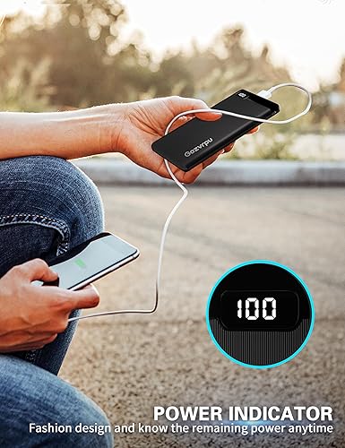 Miniatura 7 de Banco de energía recargable, cargador de batería de carga rápida de 10000 mAh con puertos USB A y USB C, cargador portátil con pantalla digital LED