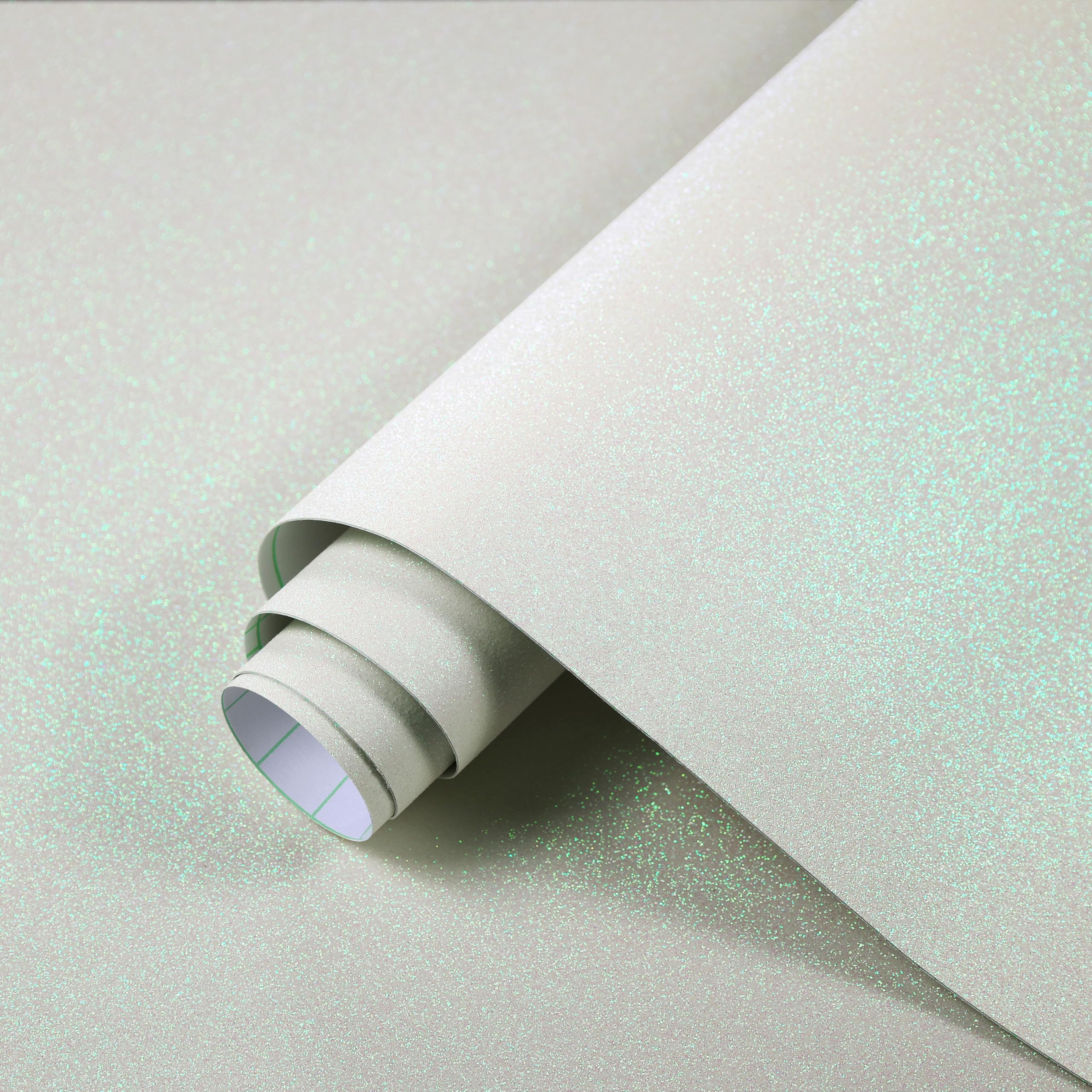 ReWallpaper White Shiny Wallpaper for Bedroom Kids Glitter 60CM×5M White Glitter Sticky Back Plastic Waterproof Thick Stick on Wallpaper Bathroom Lining Paper for Drawers Countertop DIY - Image 2
