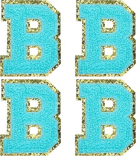 Miniatura 26 de Jongdari Letras termo-adhesivas de felpilla para ropa, parches de letras del alfabeto con brillantina para coser, con adhesivo planchado, 4