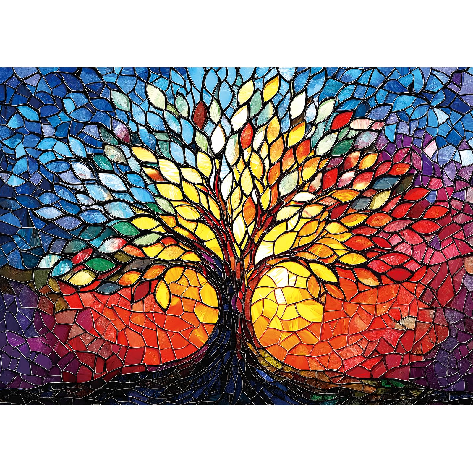 Amazon.com: Puzzles for Adults 1000 Pieces Stained Glass Tree of