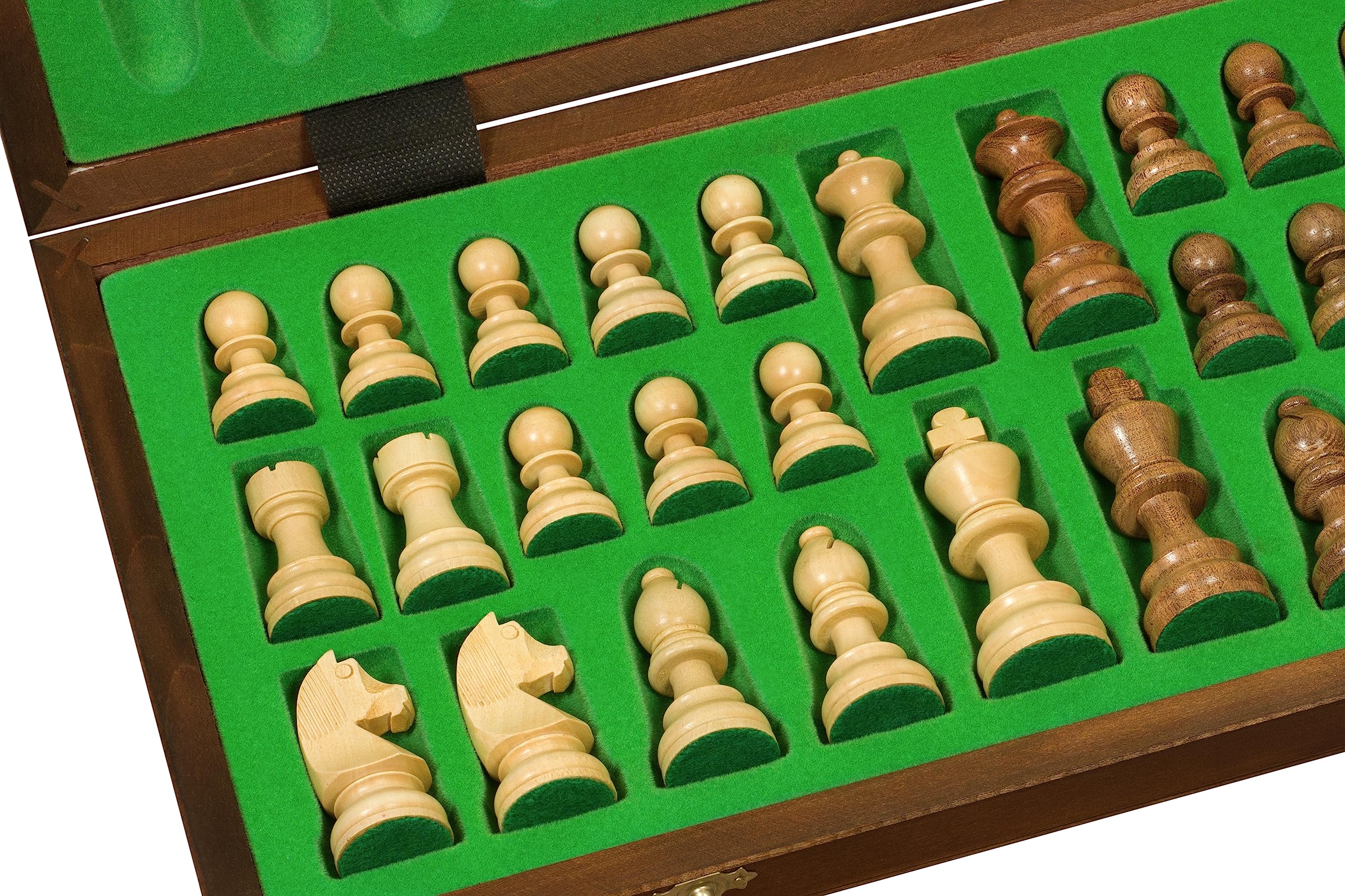 Sunrise Chess & Games | Szachy turniejowe German Staunton Gold | Rozmiar nr 5 | Figury indyjskie German 3,5 cala Acacia | Trwałość | Figury z podwójnym obciążeniem