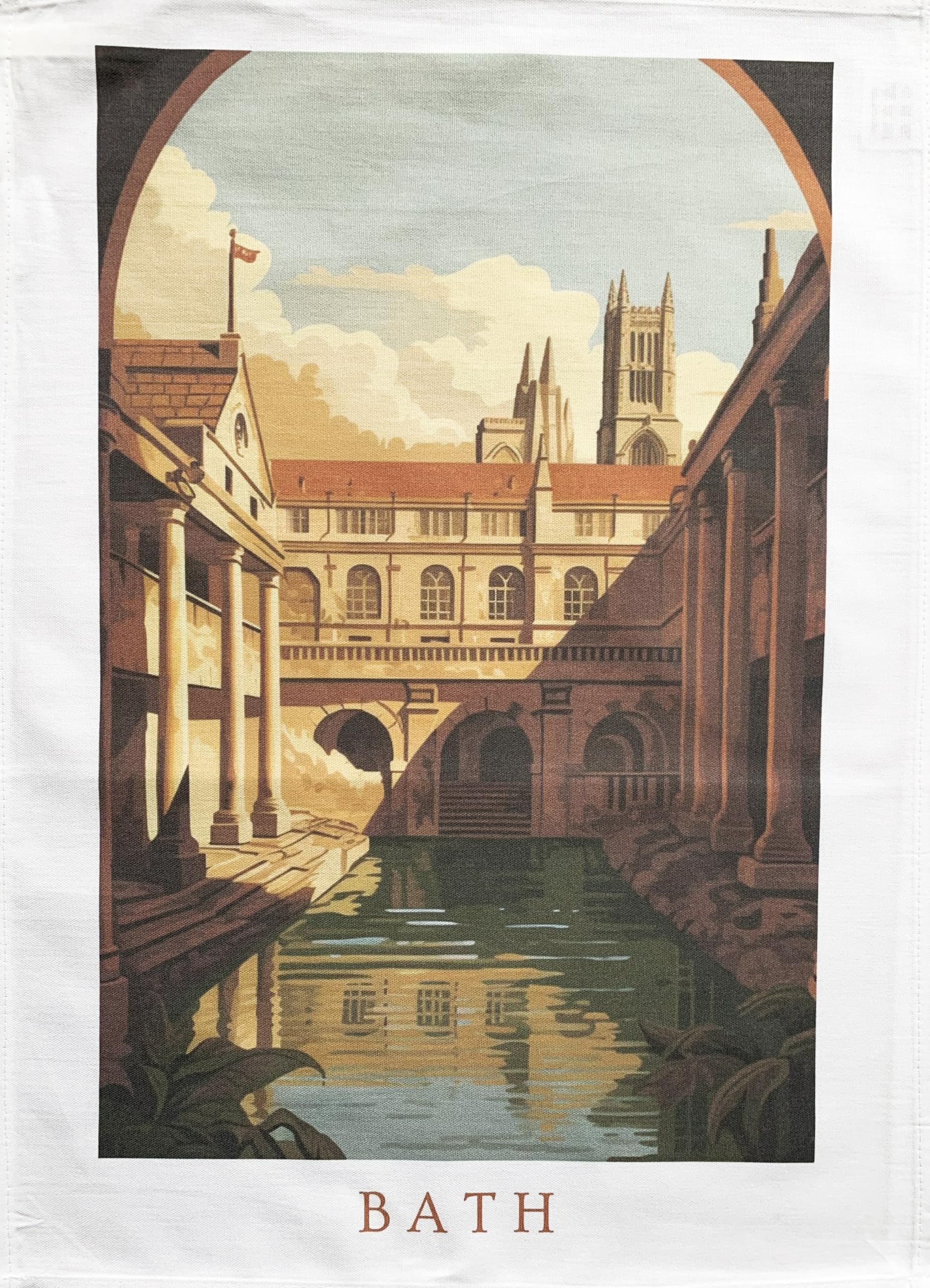 Half a Donkey The Roman Baths large cotton tea towel