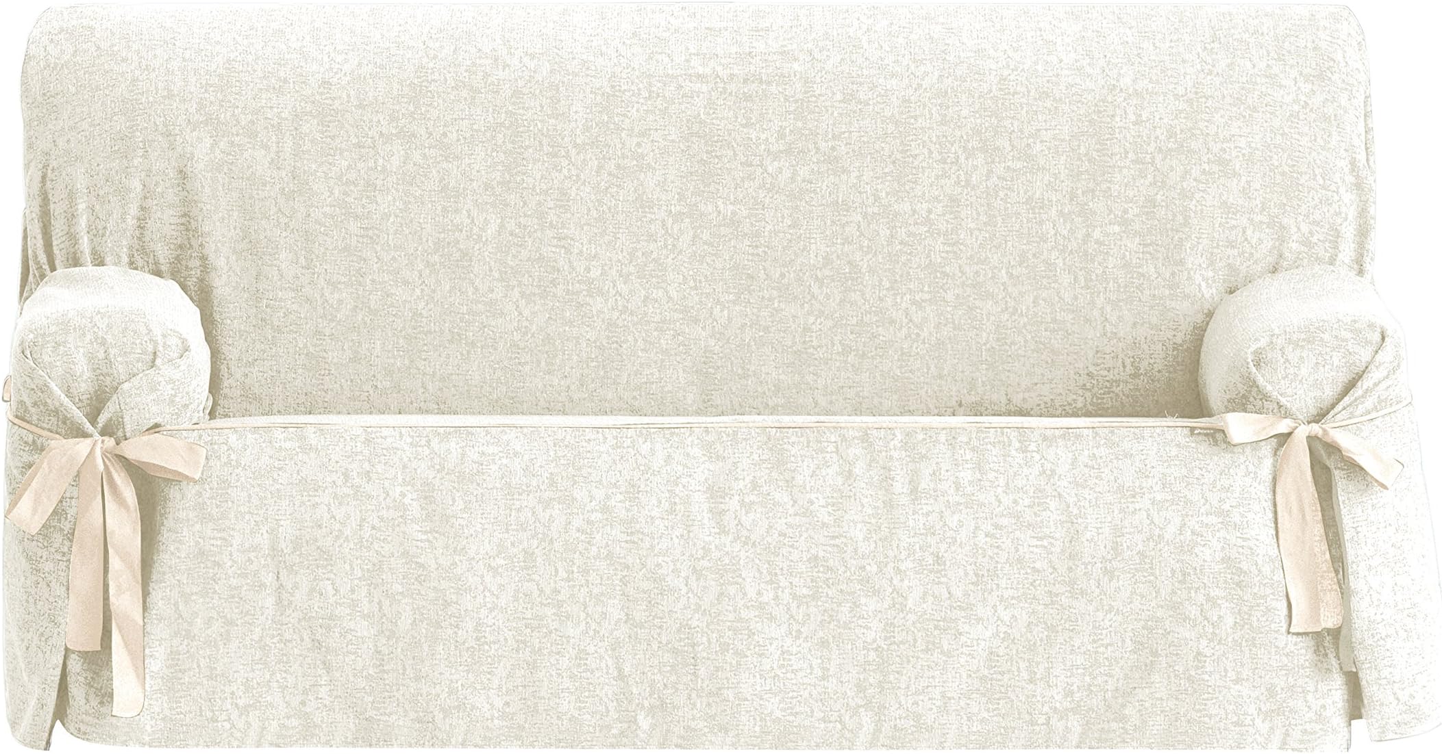Eysa Dream Adjustable 2 Seat Sofa Cover with Ribbons, 70 x 230 x 110 cm ,Ecru