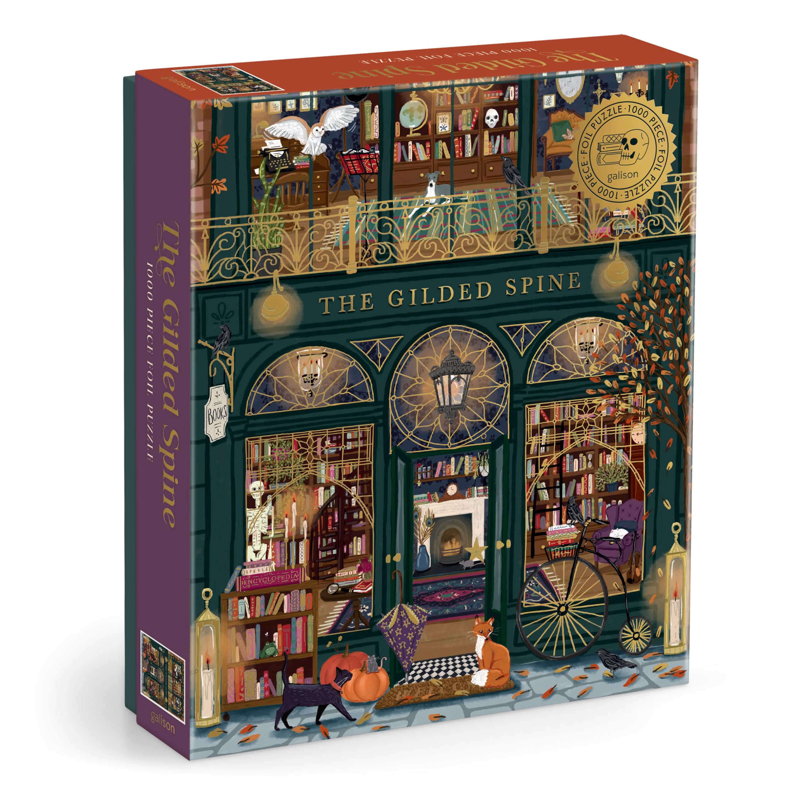 The Gilded Spine 1000 Piece Jigsaw Puzzle with Foil for Adults | Illustrated by Sally Wil…