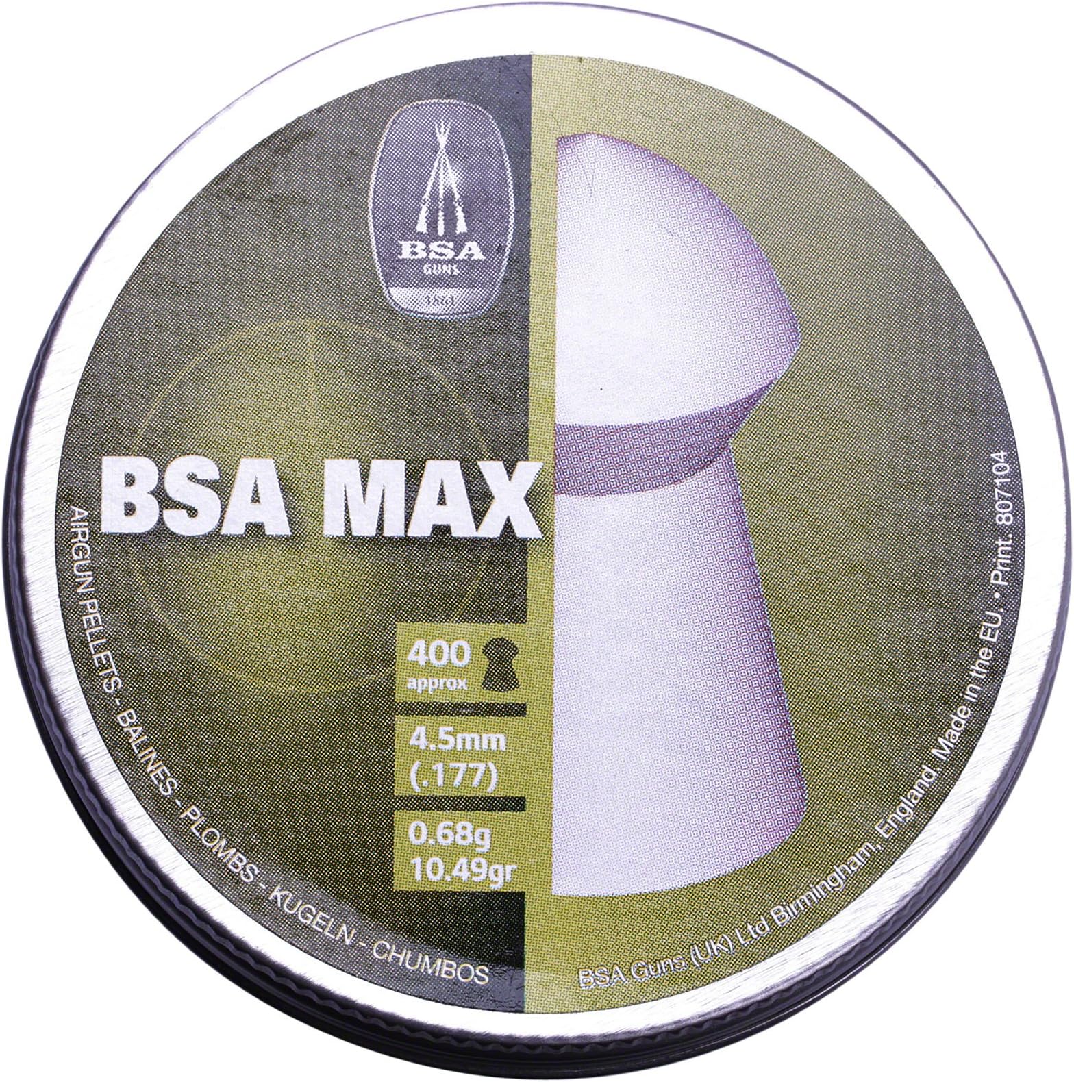 BSA Max .177 4.5mm 400 Pointed Heavy Pellets Airgun Air Rifle Hunting Target 177