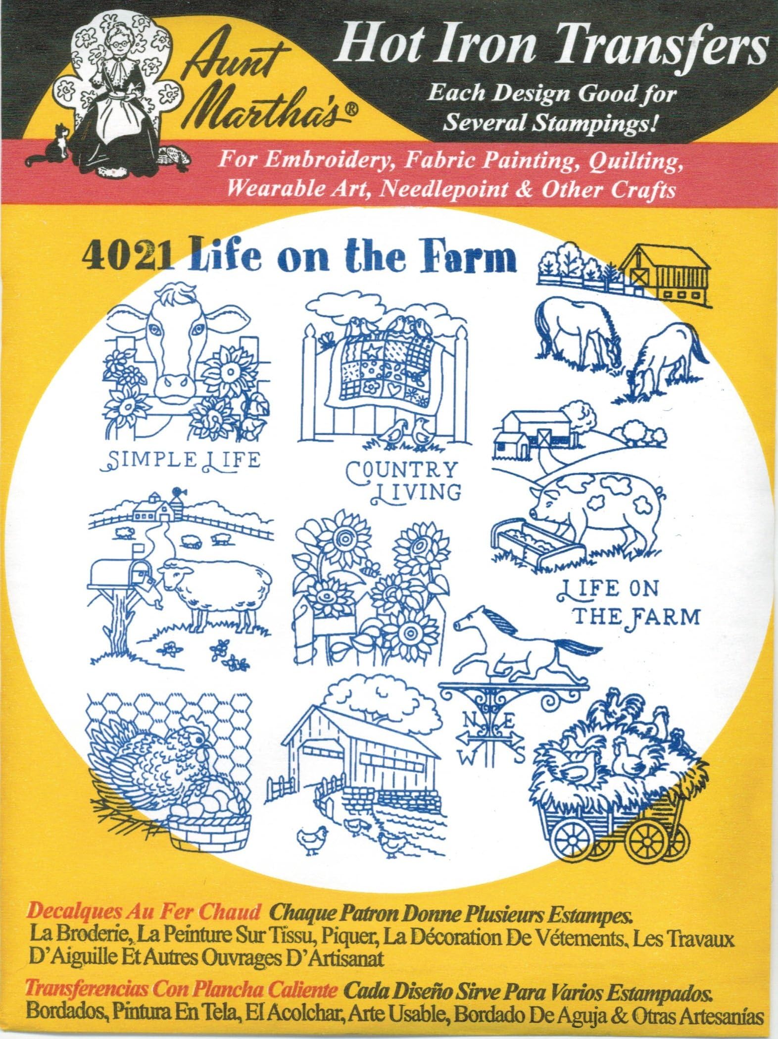Amazon.com: Chicken Romance Aunt Martha's Hot Iron Embroidery Transfer