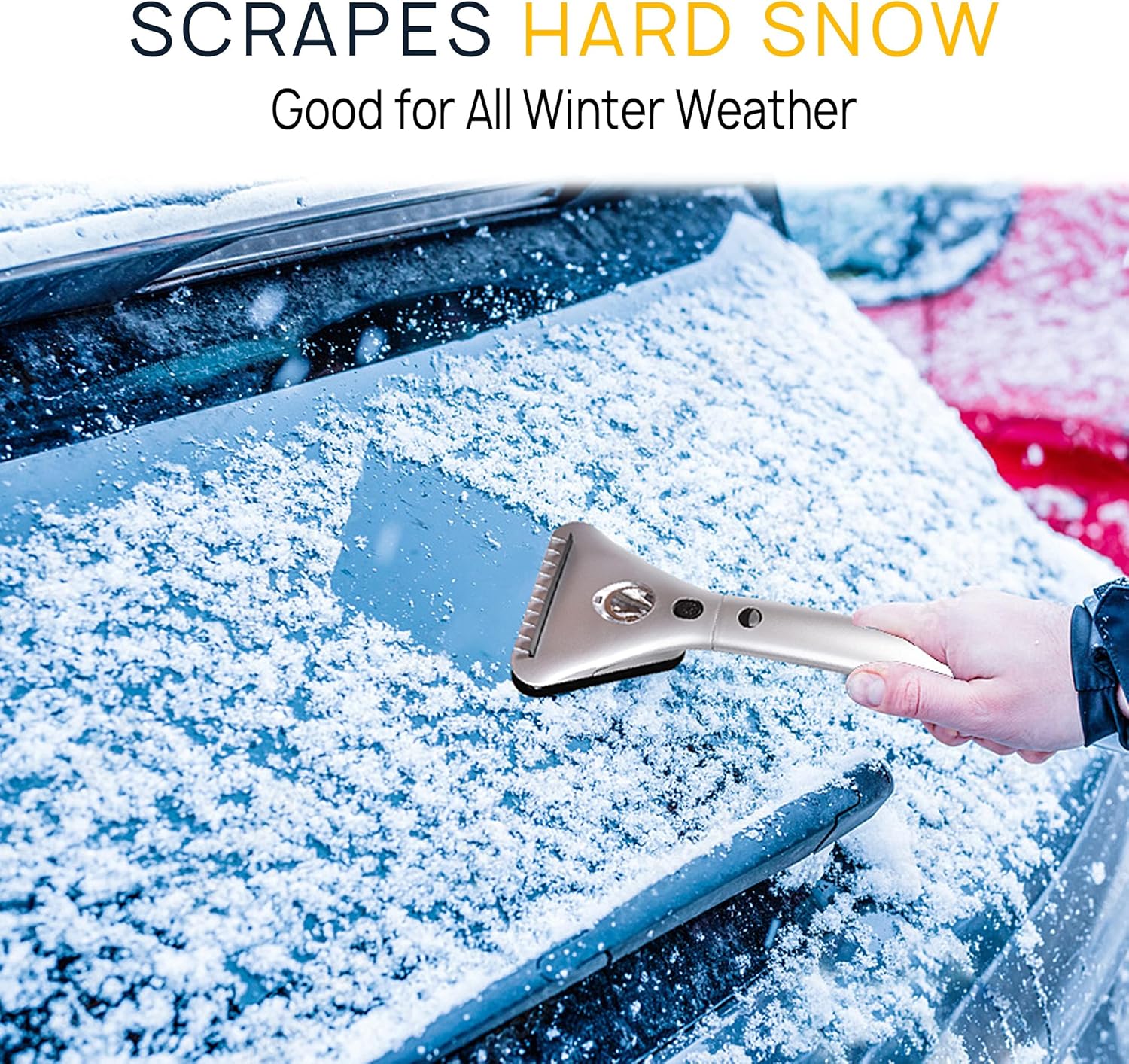 VaygWay Electric Heated Car Window Snow Ice Scraper with Light -Heated Car Auto Windshield Scraper- Extendable 15.8 Feet Long Cord 12V LED Light Heated Melting Ice Snow Scraper, Vehicle Scraper 4Pk