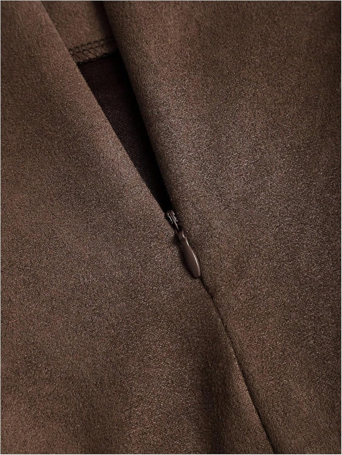 MakeMeChic Women's Suede Skirt Ruched Zip Back Bodycon Vintage Wrap Y2K Short Skirts - Image 2