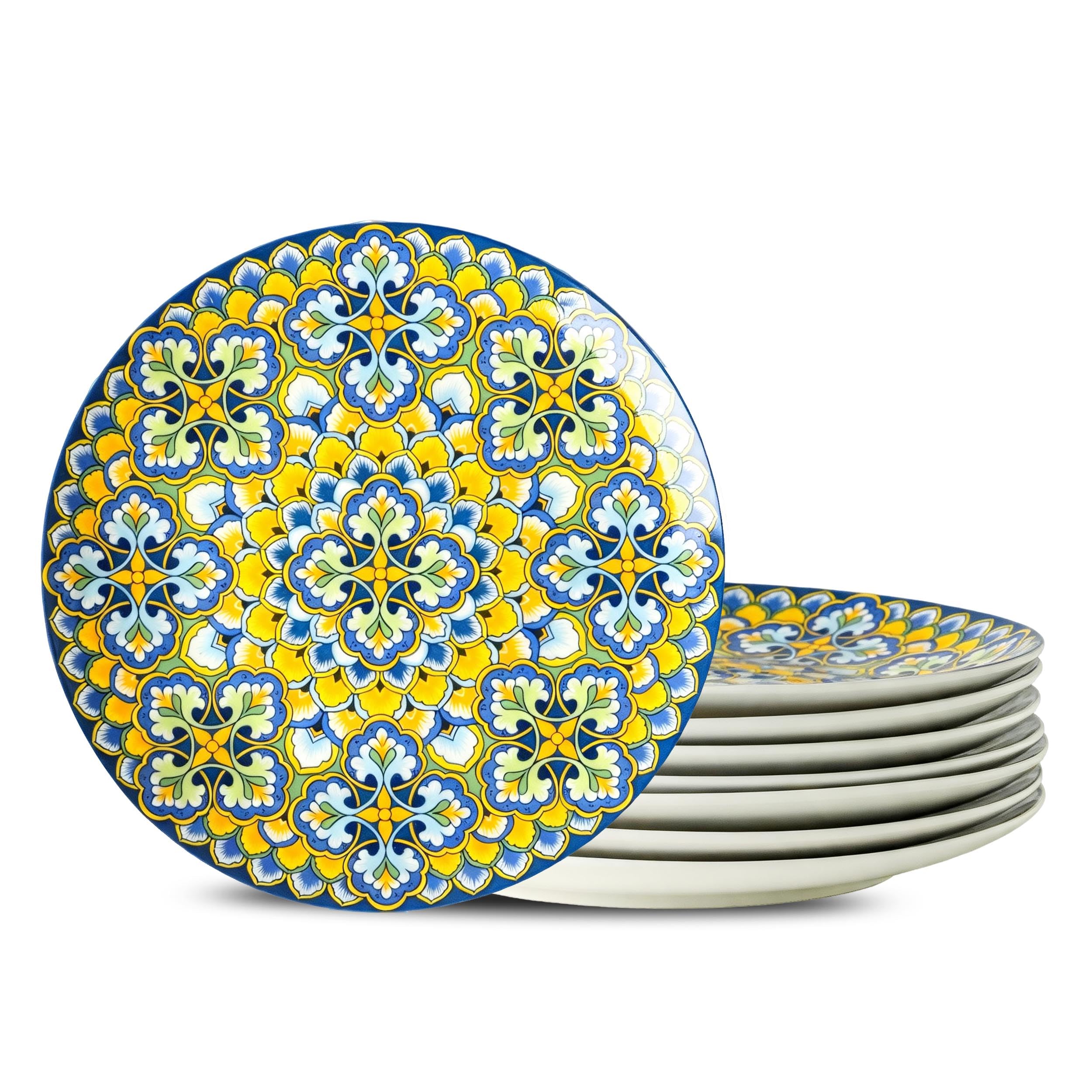 8 Inch Ceramic Dessert Salad Plates Set of 8, Small Dinner Plates