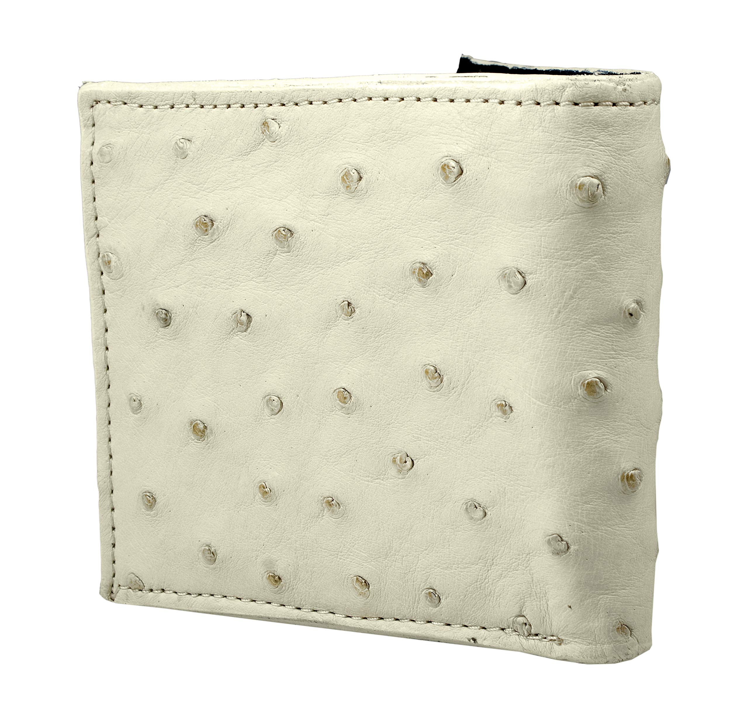 Package Exotic Genuine Ostrich Leather Belt and Wallet Color Bone (44)