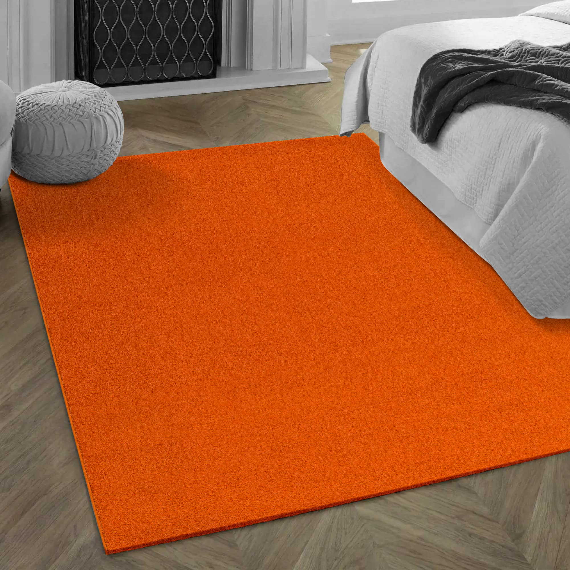 Impression Kurzflor-Wohnzimmerteppich - Schlichte Moderne Teppiche für Schlafzimmer, Büro, Flur, Küche, Kinderzimmer - Orange, 120 x 170 cm
