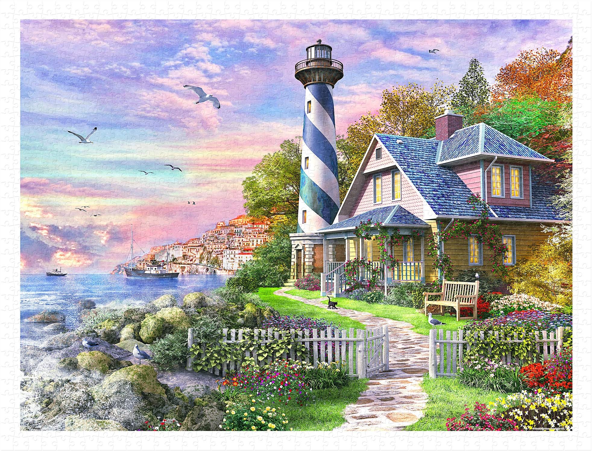 PintooJigsaw Puzzle 1200 Piece for Adults - Dominic Davison Sea House - Easy Storage Perfect Interlocking Plastic Puzzles No Glue Required [H2254]