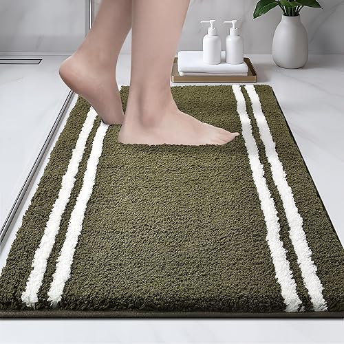 PURRUGS Alfombra de baño antideslizante de 20 x 30 pulgadas, súper absorbente y de secado rápido, alfombra de baño de microfibra lanuda lavable a