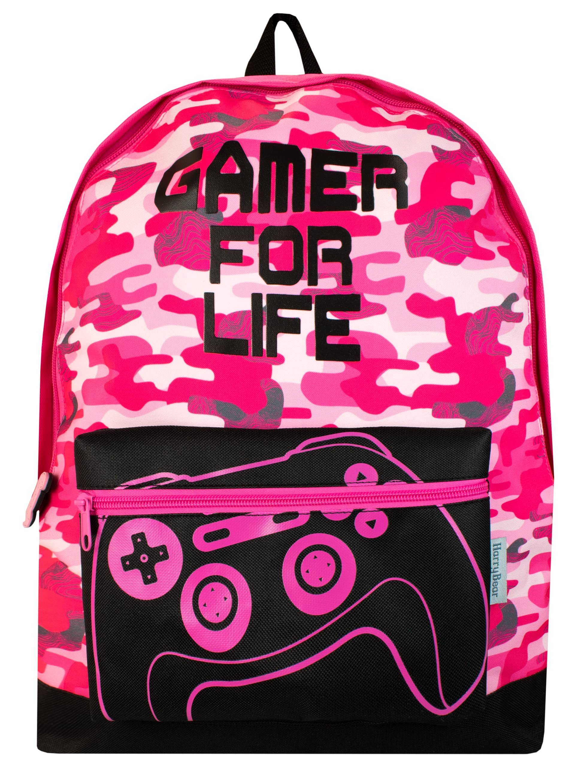 Gamer Backpack Kids Girls School Bag Rucksack Bookbag Camouflage Pink Black Zip
