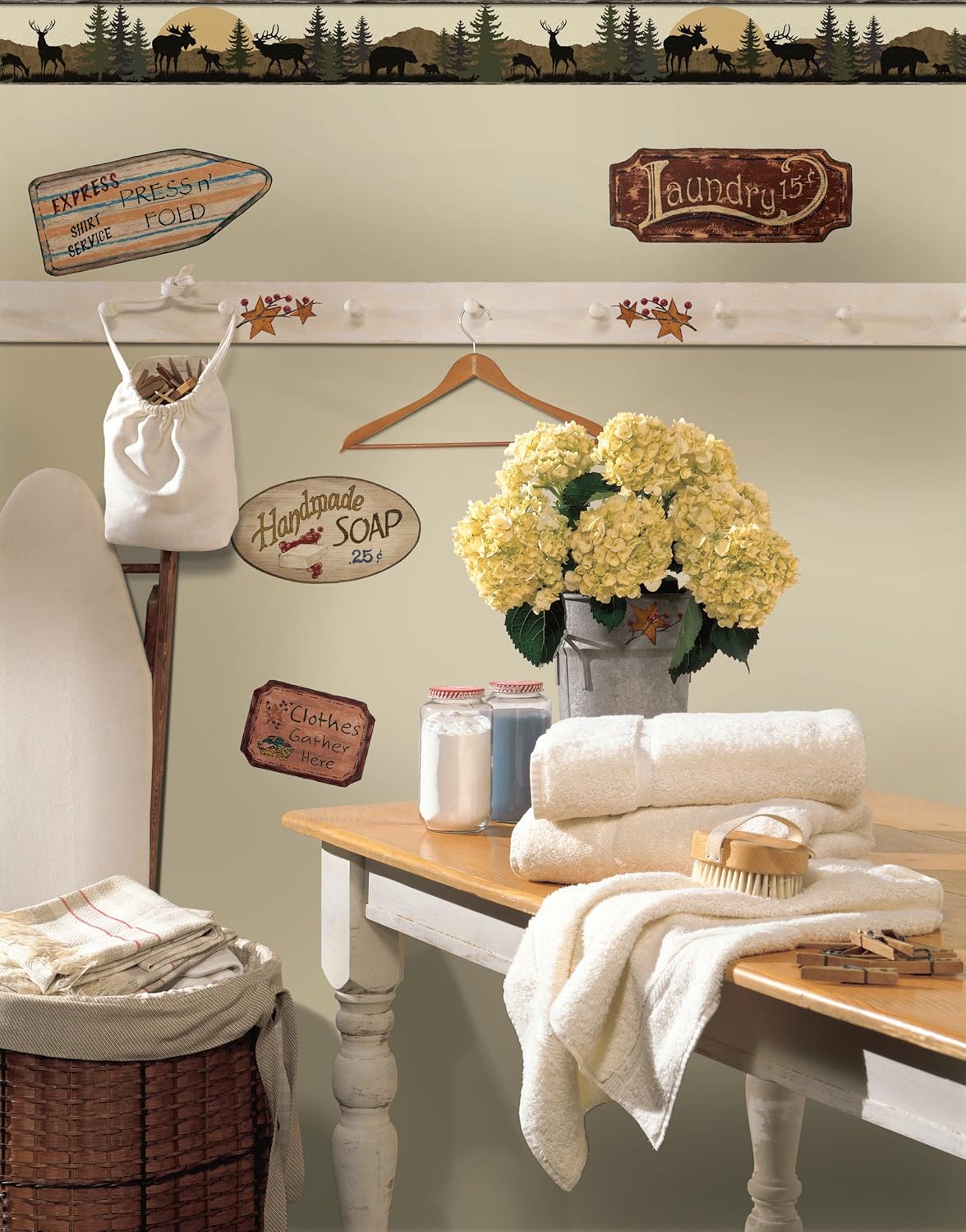 York Wallcoverings LM7946BD Brown Scenic Silhouette Wallpaper Border