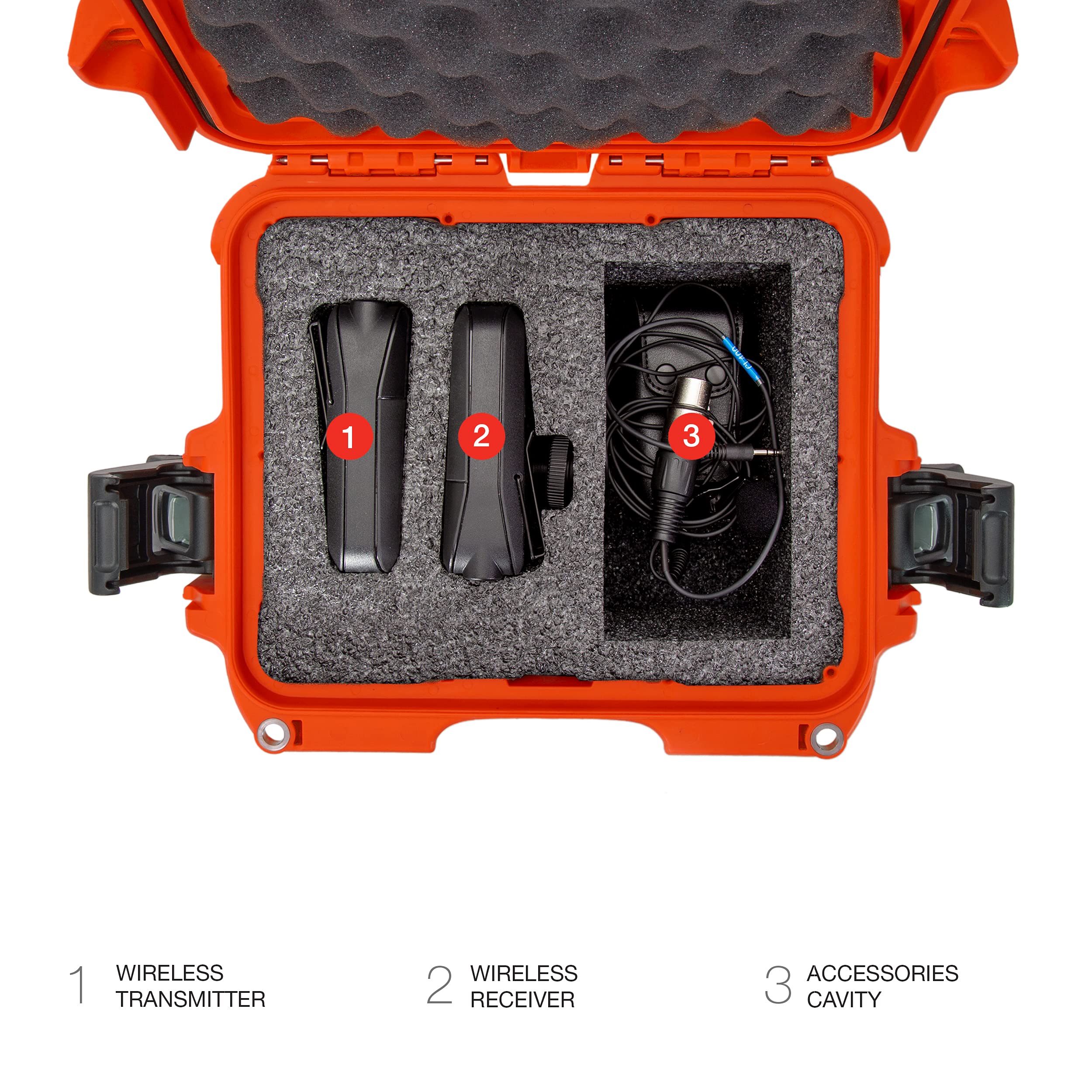 Nanuk 905 wasserdichter Hartschalenkoffer mit Schaumstoffeinlage für RodeLink Wireless Kit – Orange