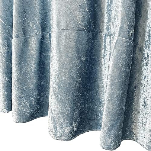 Miniatura 4 de YOUR CHAIR COVERS - Mantel redondo de terciopelo triturado de 120 pulgadas para mesas redondas de 5 pies - Azul polvoriento