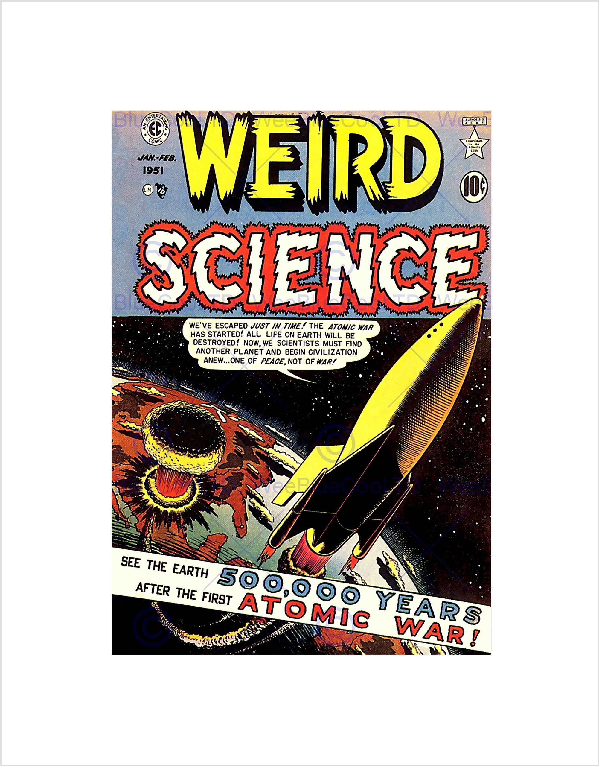 Wee Blue Coo Magazine Cover 1951 Weird Science Sci Fi Atomic War Space Wall Art Print