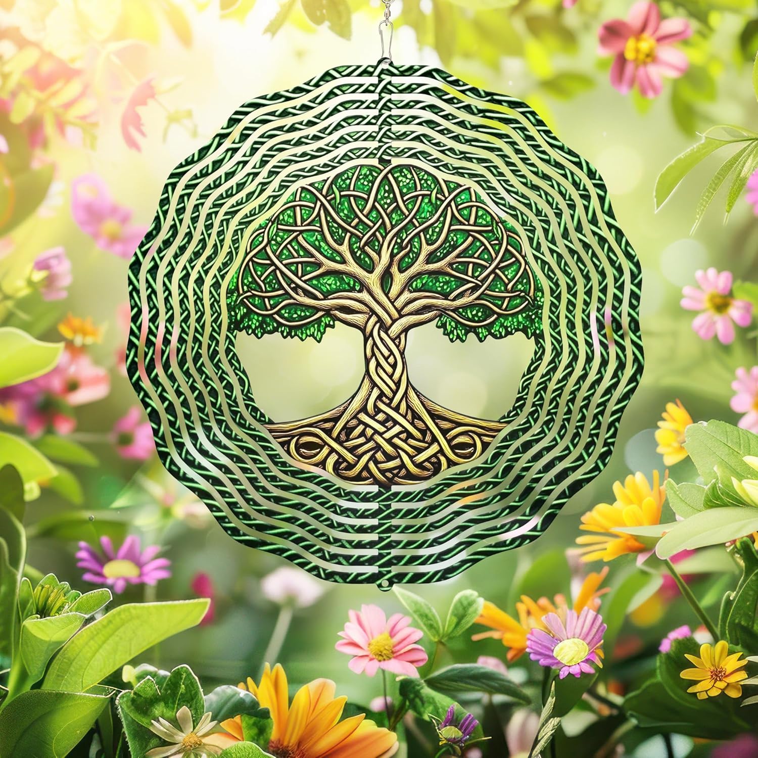 Celtic Tree of Life Irish Wind Spinner TQN4016WS, 12 inches - 3D Hanging Wind Spinners Outdoor, Yard, Garden Decor