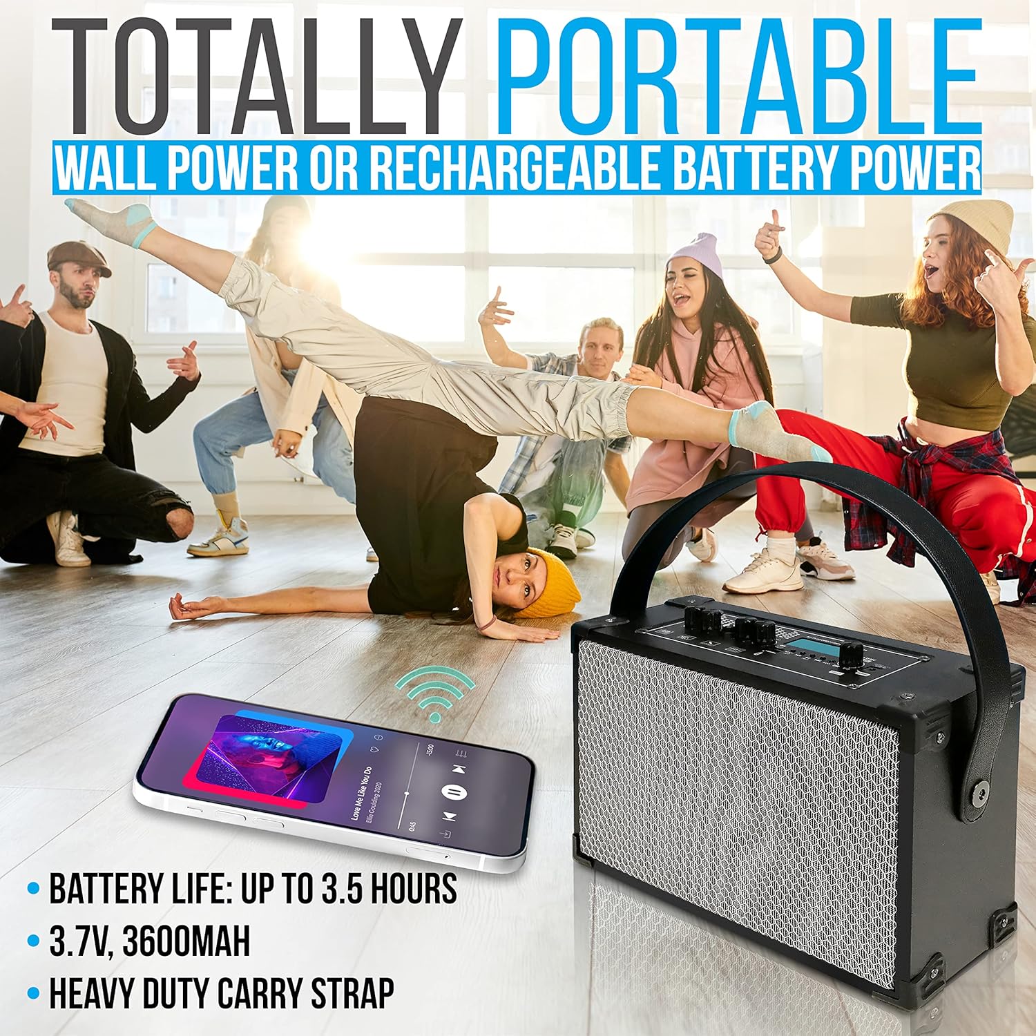 Pyle Wireless Bluetooth Karaoke Speaker - 120W Portable Rechargeable BT Audio System w/TWS, Recording, FM Radio, AUX/MP3/USB/SD, 6.5mm Mic in, Includes Remote Control, Carrying Strap : Electronics