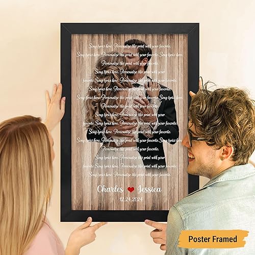 Vista 51 de VICILO Póster de letras de canciones personalizadas, enmarcado, lienzo personalizado, arte de pared, regalos para el día de San Valentín para él