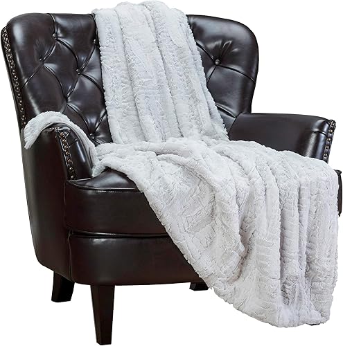 Manta Chanasya rectangular, de piel sintética con relieve, elegante, microfibra, color crema, para cama, sofá