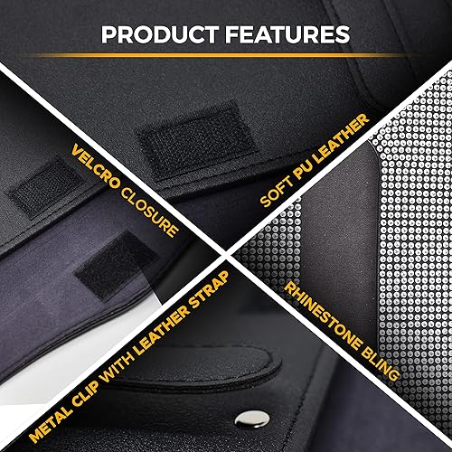 Vista 5 de EcoNour Bling Car Crystal Glitter - Soporte para toallas de papel Funda de piel sintética Dispensador de máscaras y pañuelos Accesorios