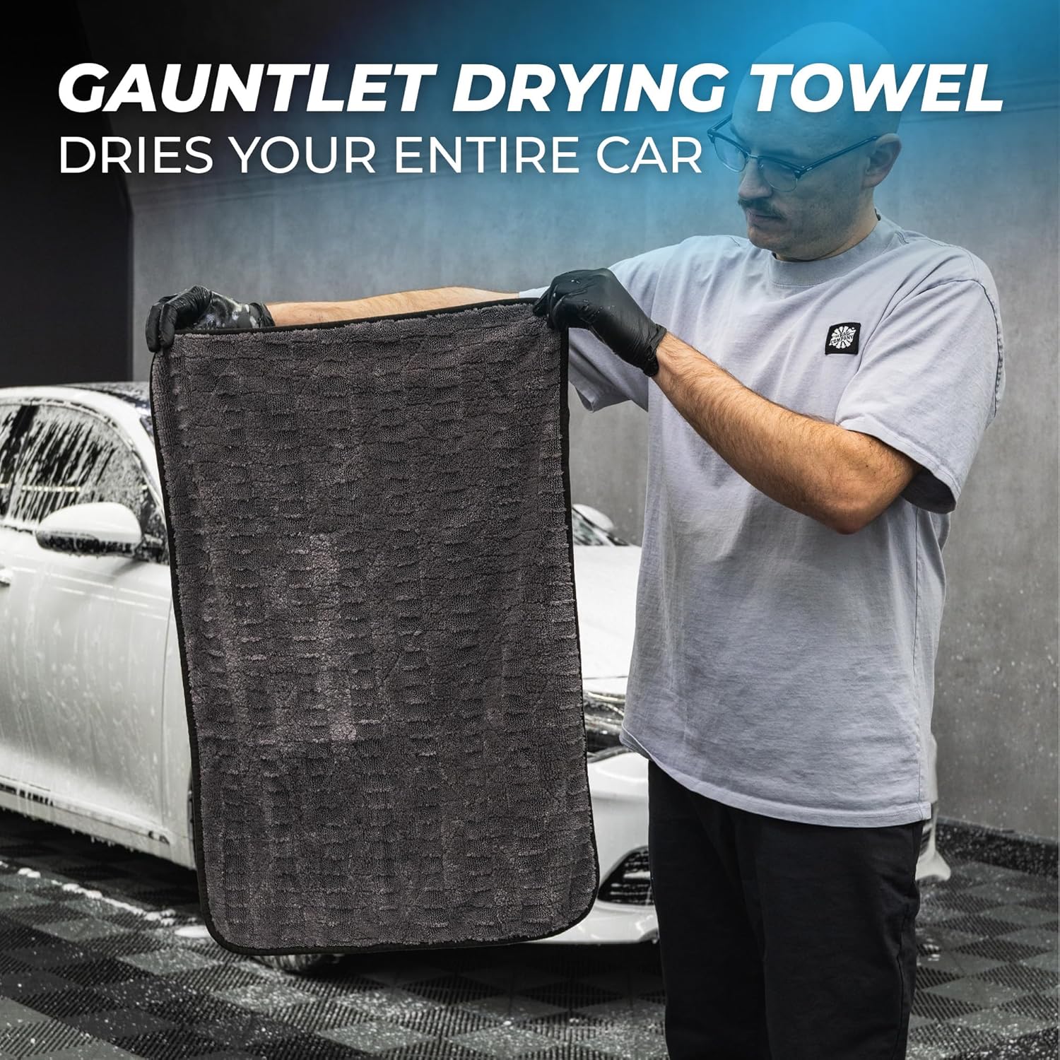 The Rag Company - 4-Piece Premium Essential Car Wash Kit - Includes Famous Gauntlet Drying Towel, Cyclone Wash Mitt + Wash Pad, and Premium NanoMagic Car Shampoo