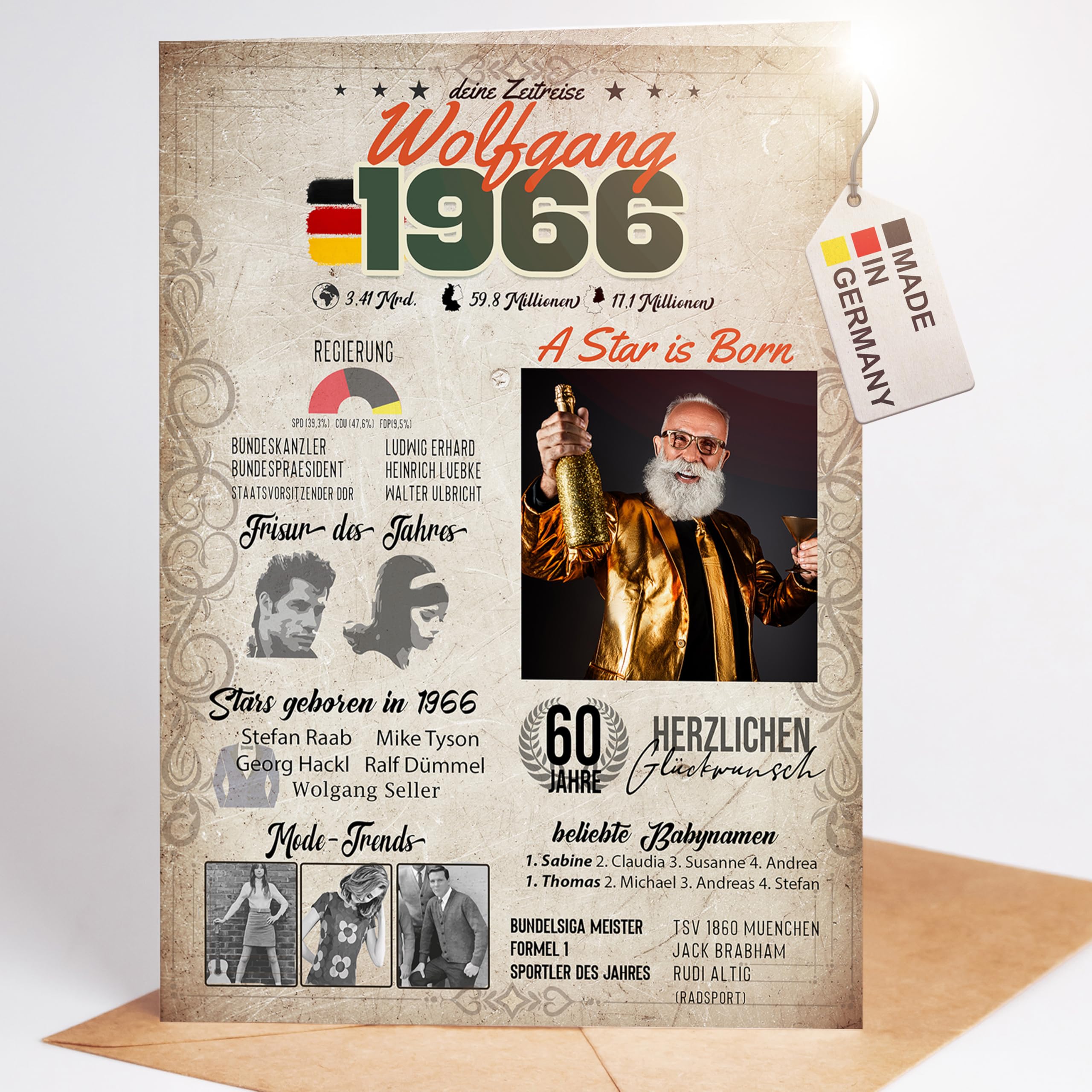 myDreamwork Premium Geburtstagskarte zum 60. Geburtstag - Geschenke zum 60 Geburtstag - Geburtstag 60 Mann, Geburtstag 60 Frau - Geburtstagskarte 60 Jahre - 1966 Geschenkidee (DIN-A5)