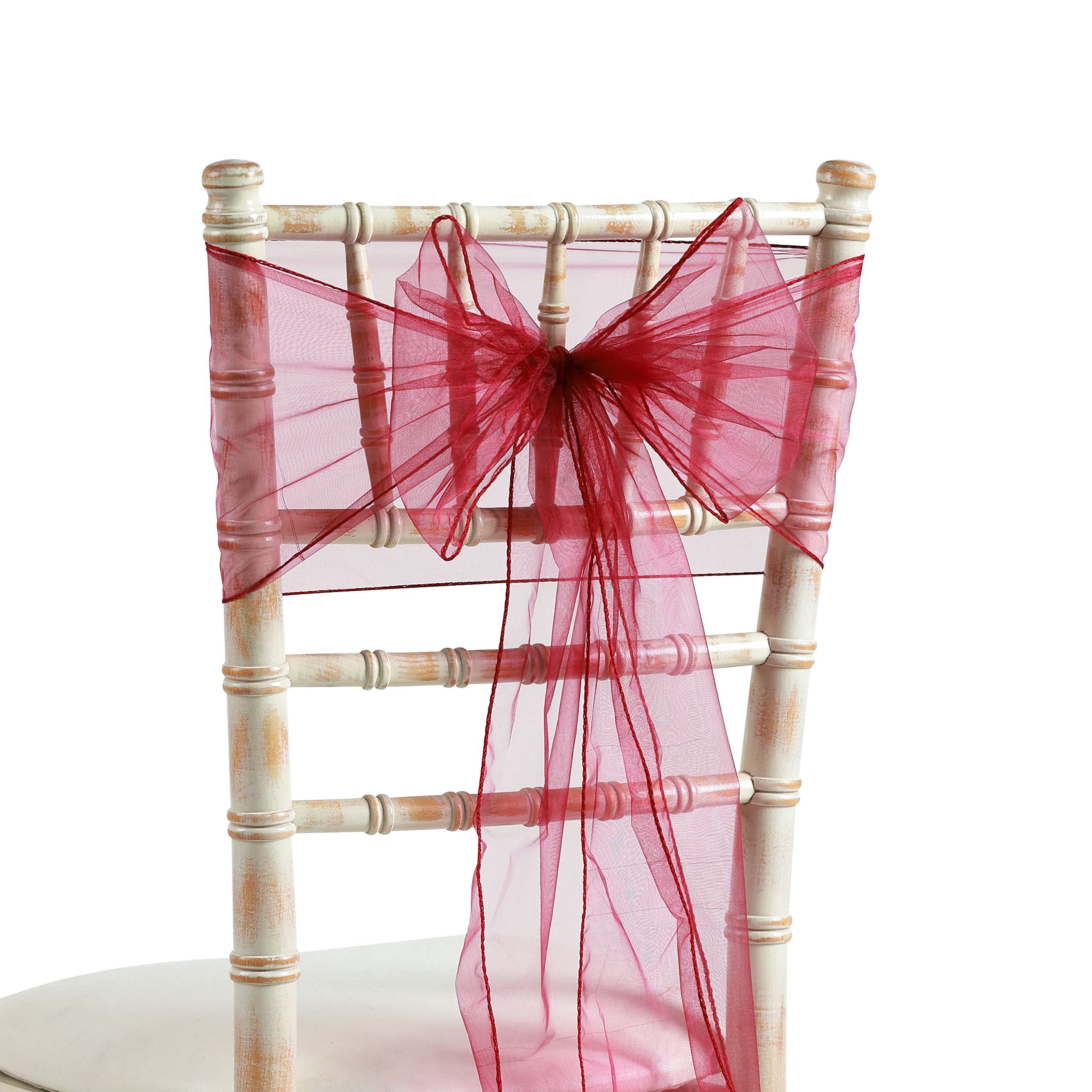The Chair Cover Company Burgundy 20X275cm Organza Sash Wider Sash Fuller Bows Chair Cover Bows Sash For Wedding Party Birthday Decoration (50, )