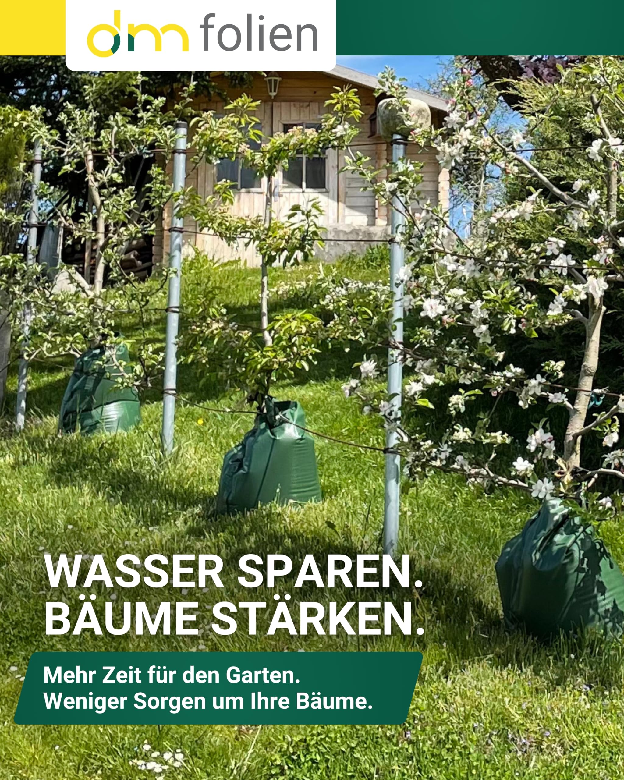 dm-Folien 5 Stück Baumbewässerungsbeutel 75 Liter I Bewässerungssack aus robustem PVC I Wassersack zur Langzeitbewässerung von Bäumen I UV-beständig bei Trockenheit & Hitze