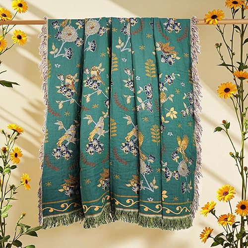 Miniatura 8 de Manta grande bohemia para sofá cama, colcha de lujo ultrasuave, manta bohemia reversible 100% algodón orgánico para sofá, silla, colcha y regalo, 91