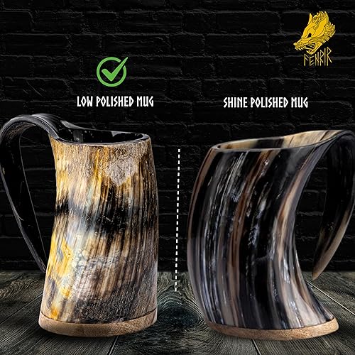 Miniatura 5 de FENRIR Taza Viking Drinking Horn  Abridor de botellas Thor  100% hecho a mano cuerno de buey nórdico estilo medieval Mead Ale cerveza jarra  Cuerno