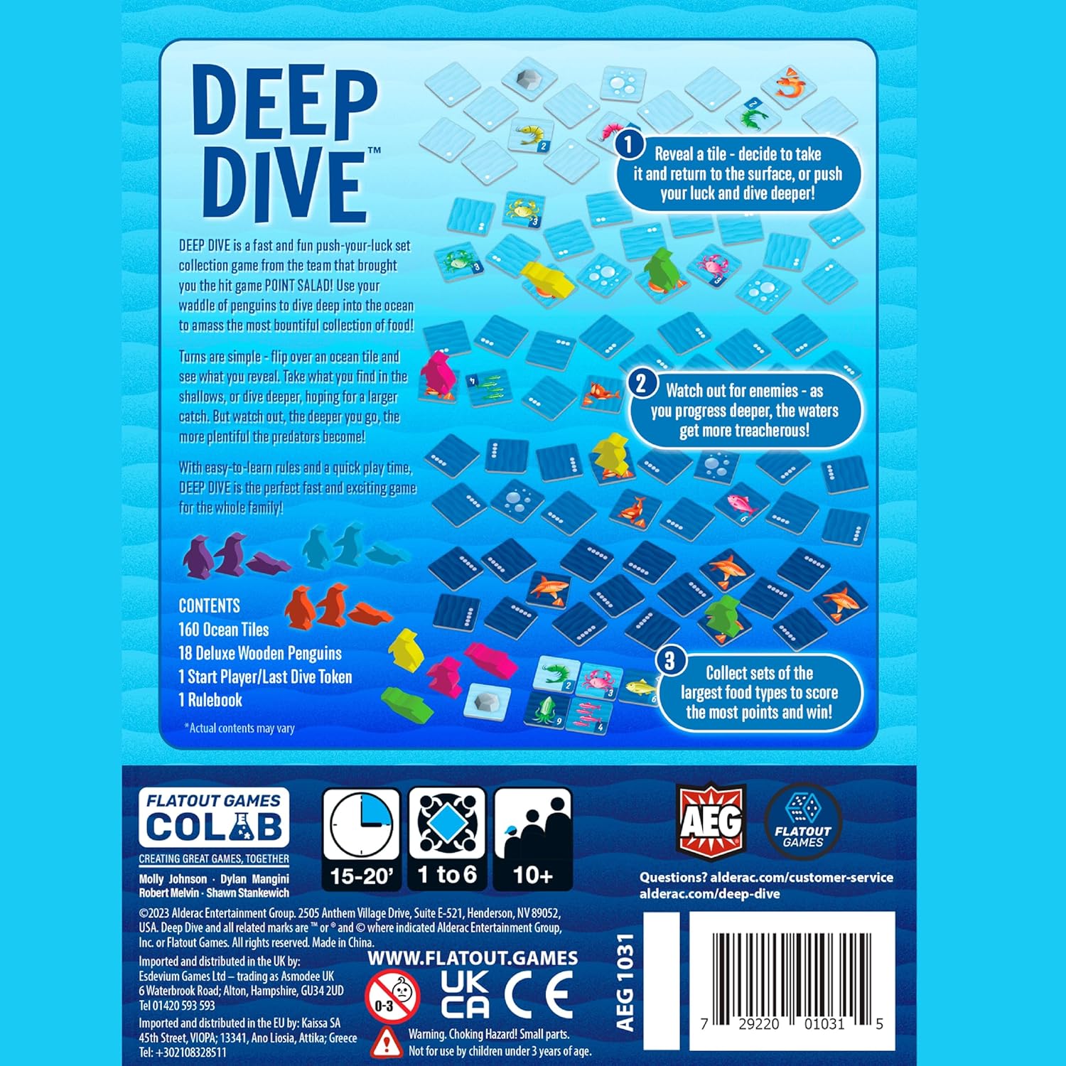 AEG & Flatout Games | Deep Dive - A Push Your Luck Game for the Whole Family | From the Creators of Point Salad | Easy to Learn | Quick to Play | Adorable Penguin Meeples | Ages 10+ | 1-6 Players