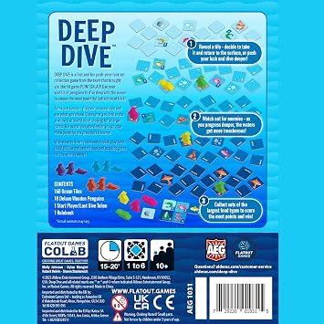 Deep Dive, Penguin Push Your Luck Set Collection Family Tile Drafting Game