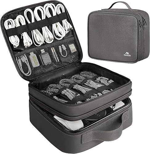 MATEIN Estuche organizador de cables con divisor ajustable, bolsa de archivo de cable de DJ para almacenamiento electrónico, cable USB, cargador,