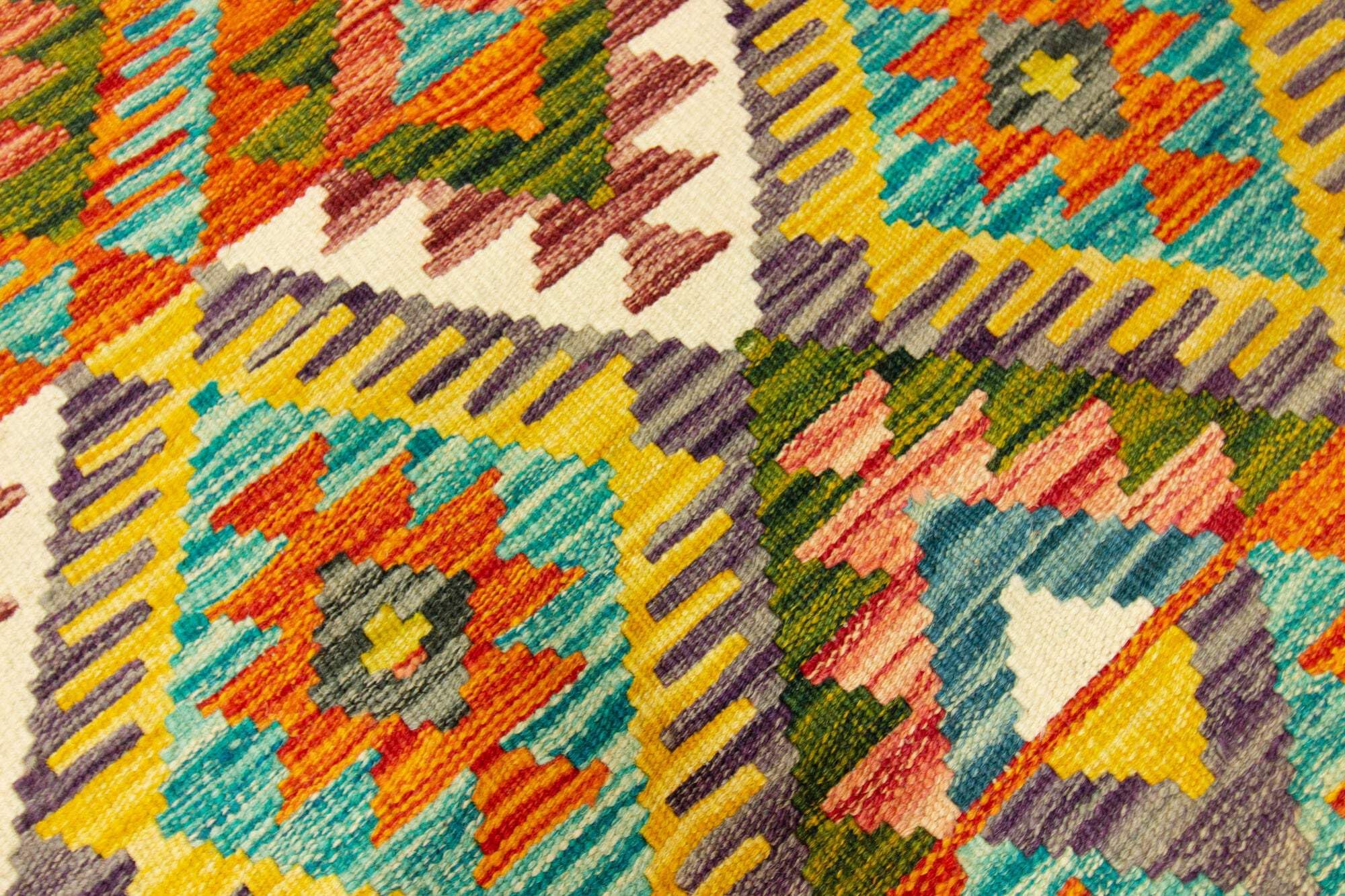 Kilim Tapis 100 % laine 121 x 82 cm, fait à la main, pièce unique de style Herat Boho multicolore, tissage plat, tapis d'entrée et chambre