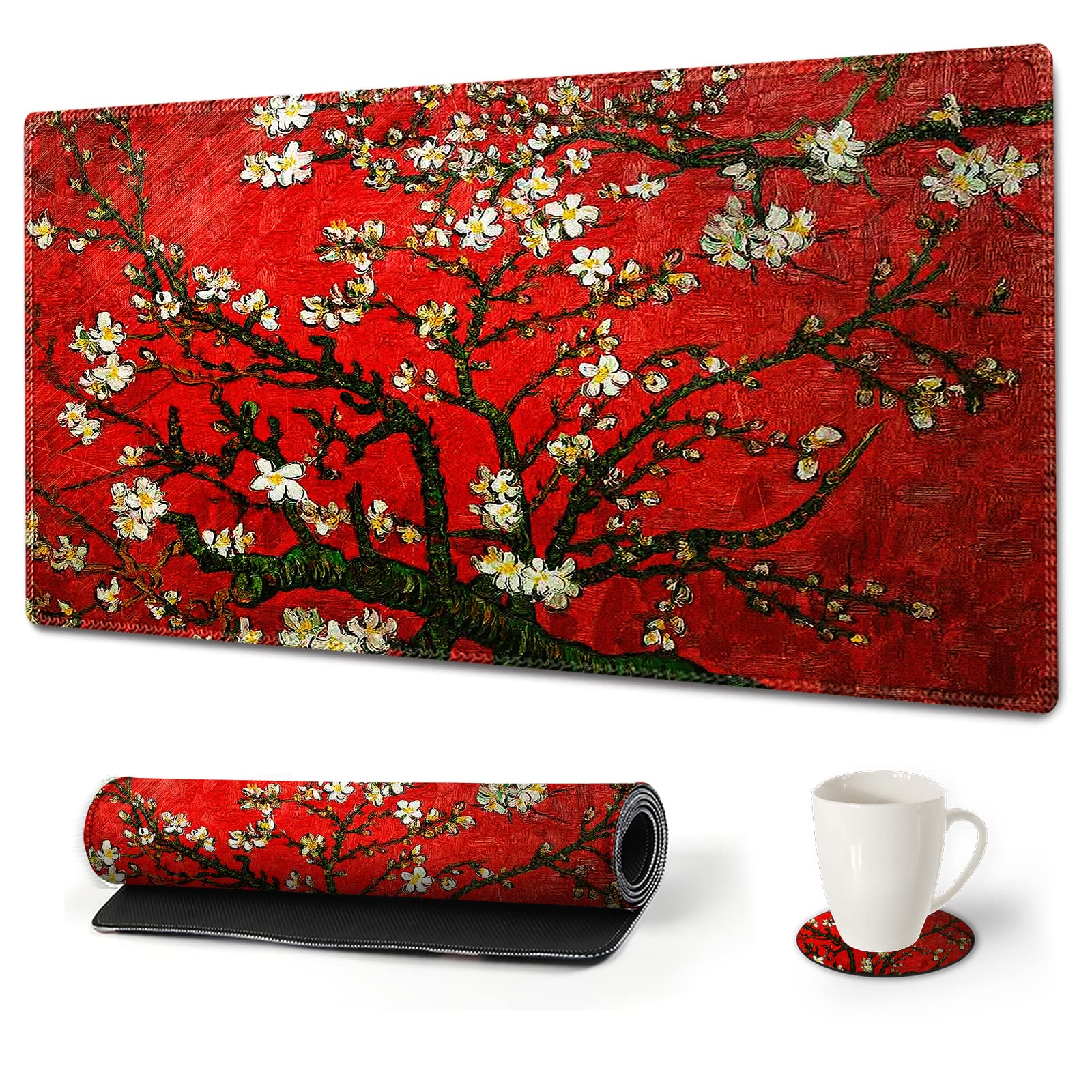 ArtSo Large Gaming Mouse Pad Extended Desk Pad XL Keyboard Mat Long Mousepad Decor Writing Pad 31.5x15.7inch Non Slip Rubber Base with Stitched Edges