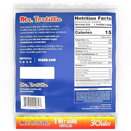 Miniatura 37 de Mr. Tortilla Conchas suaves para taco keto bajas en carbohidratos, bocadillos saludables veganos y alternativa de pan, 1 carbohidrato neto, 15