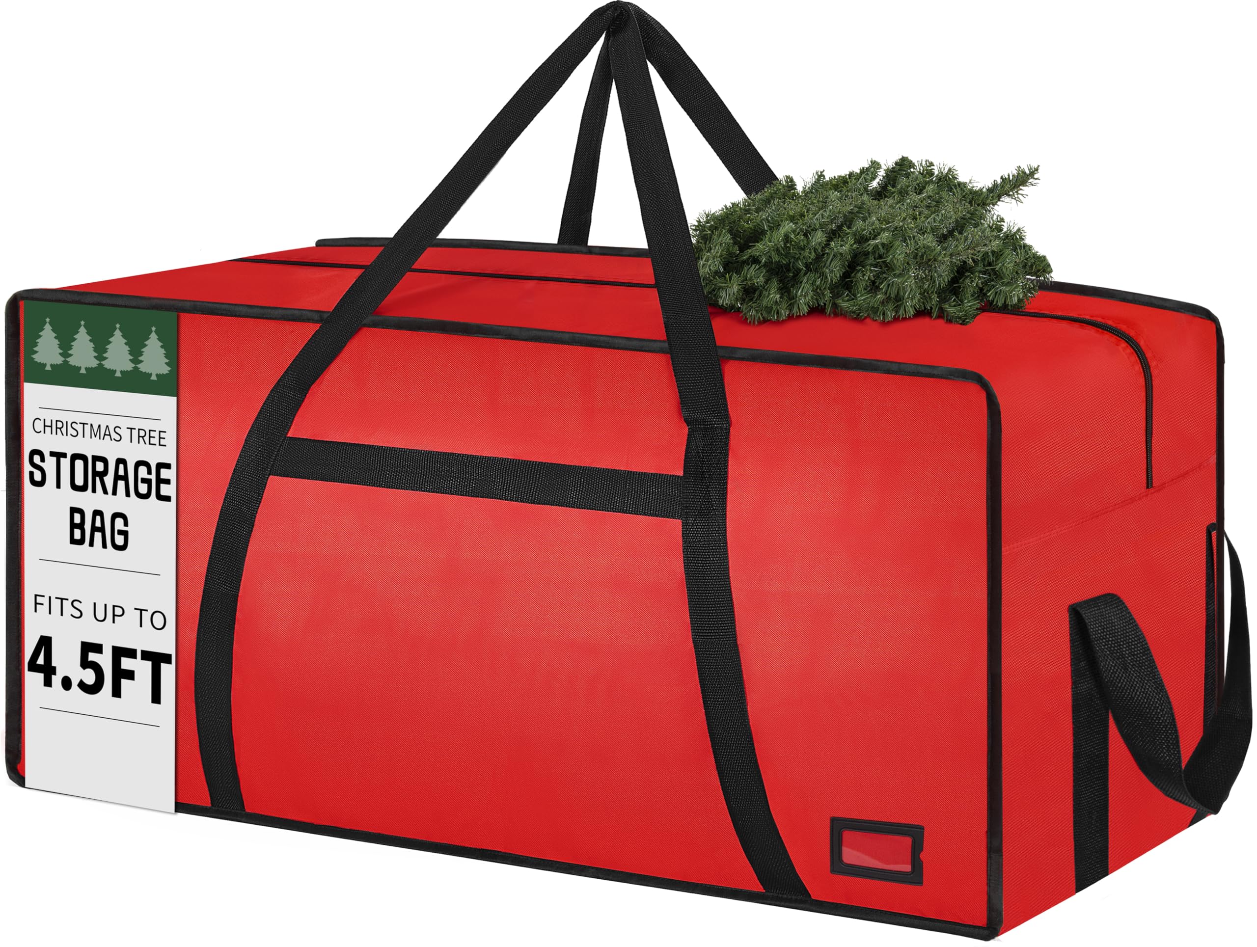 3FT/4FT/4.5 FT Christmas Tree Storage Bag, Heavy Duty Christmas Tree Bag with Reinforced Handles and Dual Zippers Wide Opening, Large Capacity fits for Artificial Christmas Tree, Red