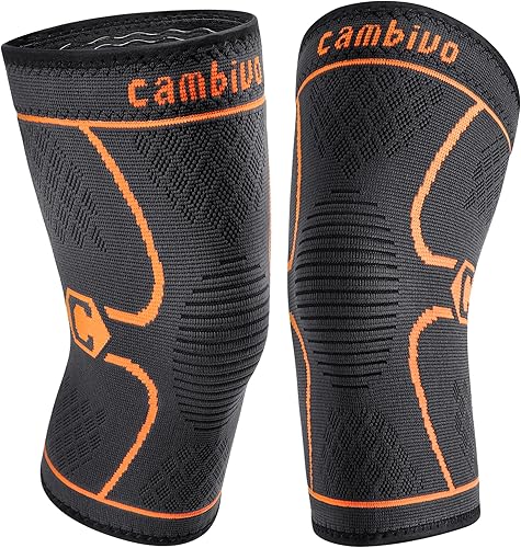 Vista 77 de CAMBIVO - 2 rodilleras de compresión y soporte unisex para dolor de rodillas, rotura de meniscos o lesión de LCA, artritis, alivio del dolor Negro