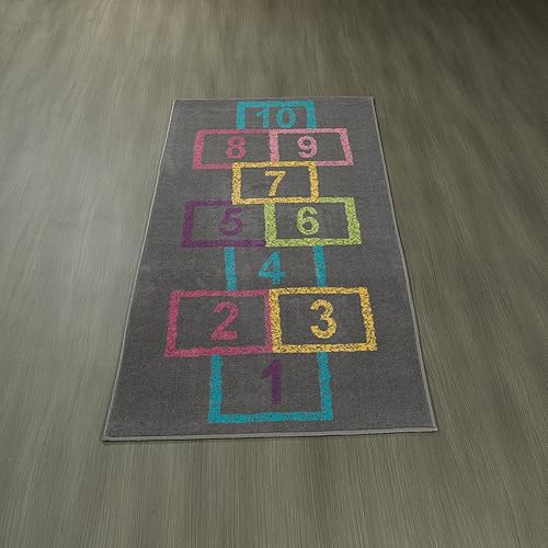 Ottomanson Children's Collection - Alfombra de jardín, 2 pies, 7 pulgadas x 6 pies, color gris